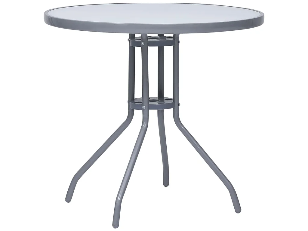 Table de jardin Gris clair 80 cm Acier et verre