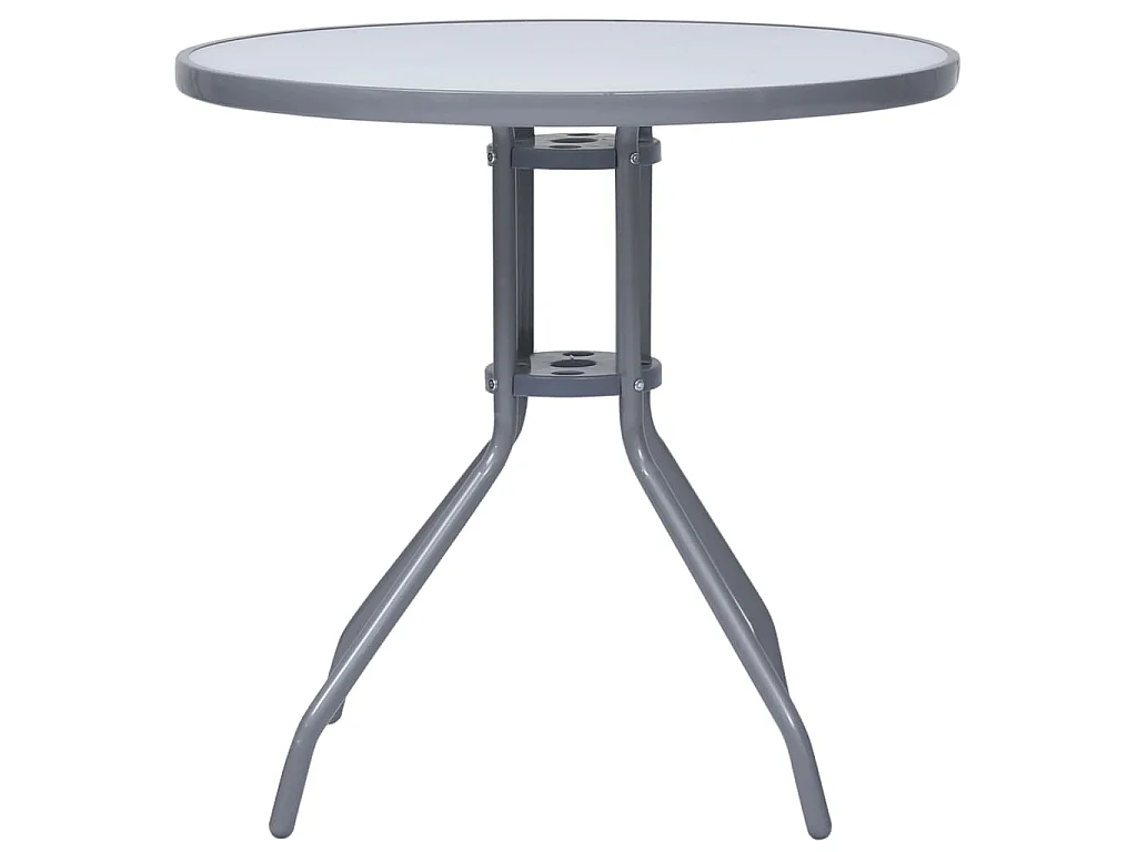 Table de jardin Gris clair 80 cm Acier et verre