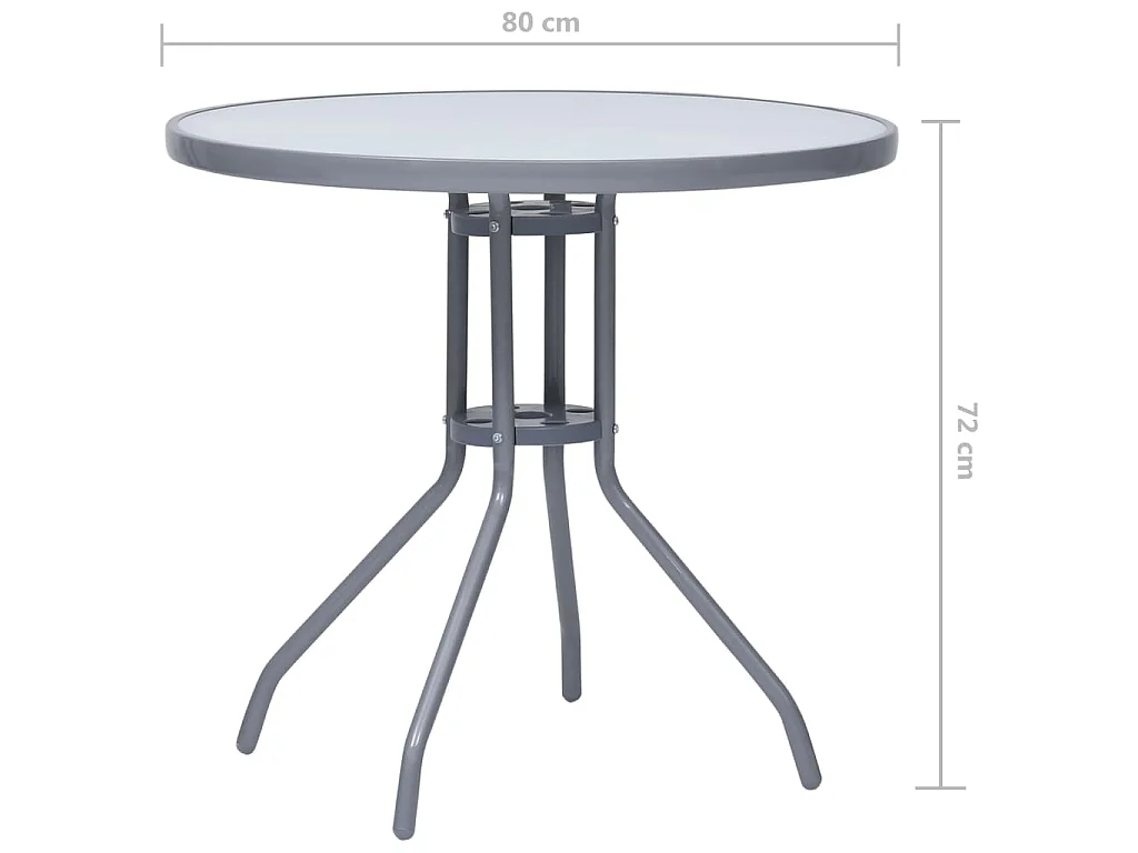 Table de jardin Gris clair 80 cm Acier et verre