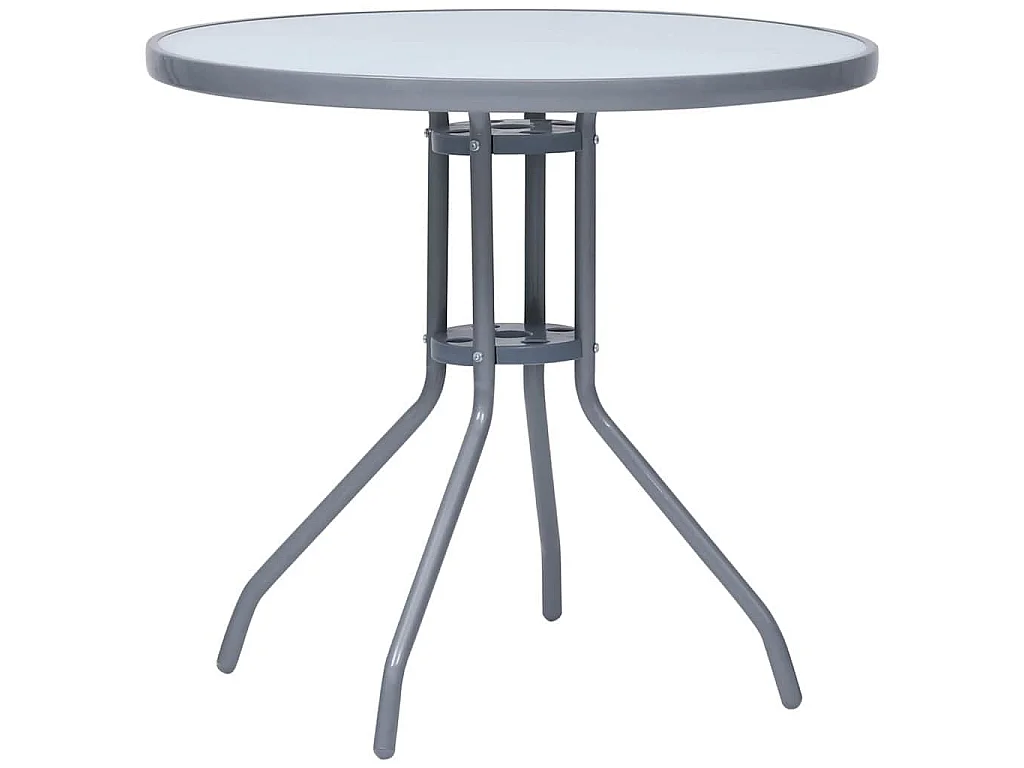 Table de jardin Gris clair 80 cm Acier et verre
