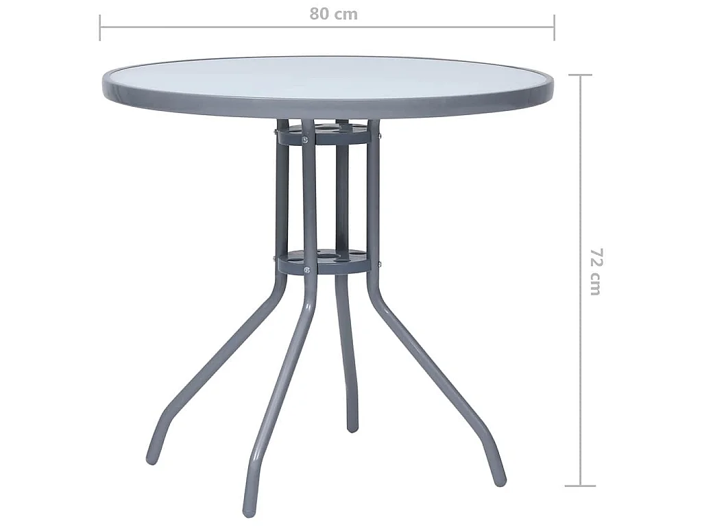 Table de jardin Gris clair 80 cm Acier et verre