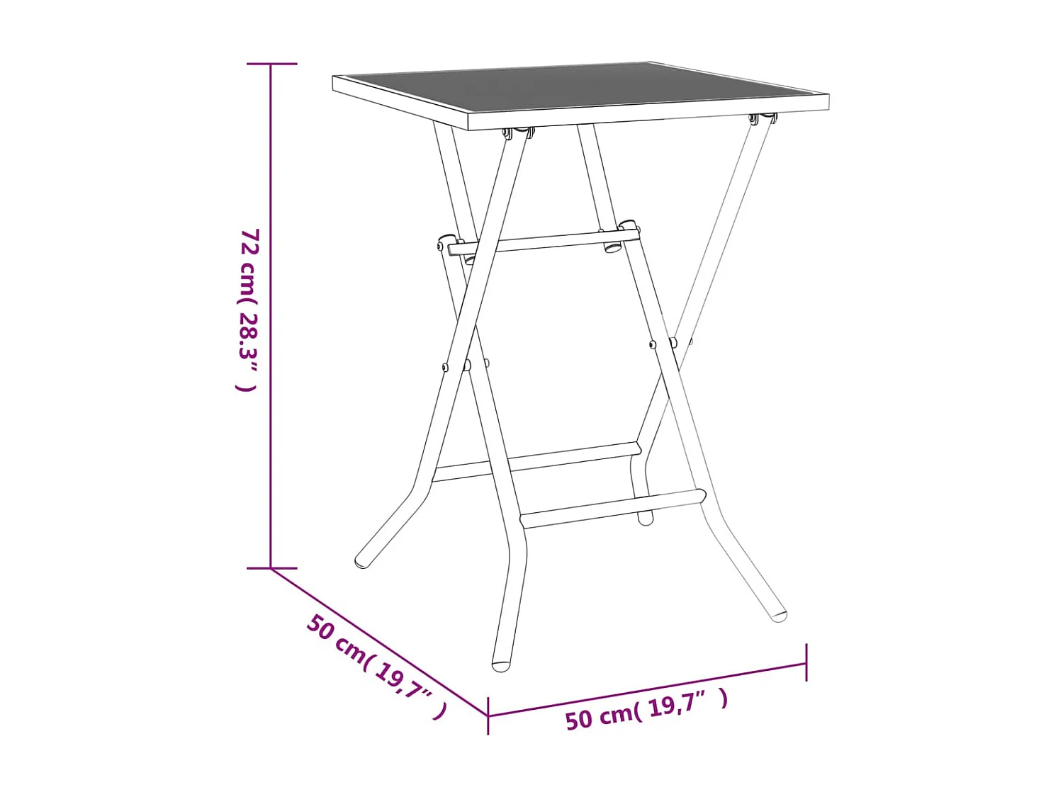 Tuintafel inklapbaar 50x50x72 cm staalgaas antracietkleurig