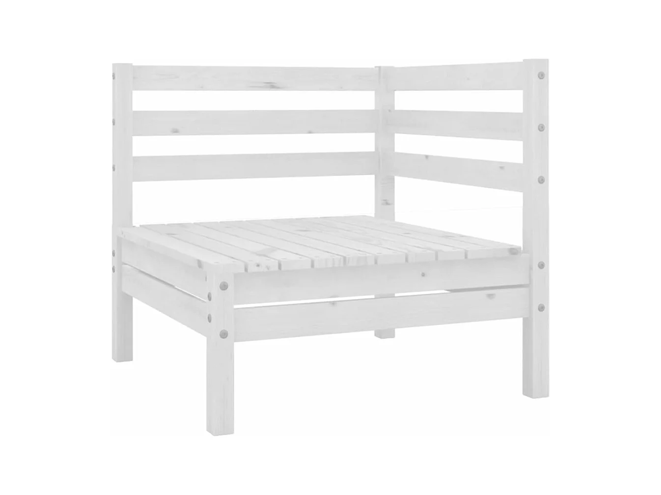 Canapé d'angle de jardin blanc bois de pin massif
