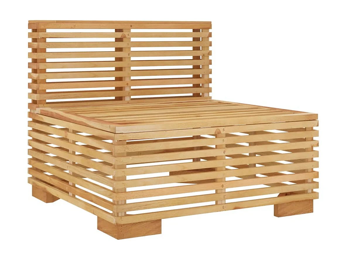 Canapé central de jardin et coussins crème Bois de teck massif