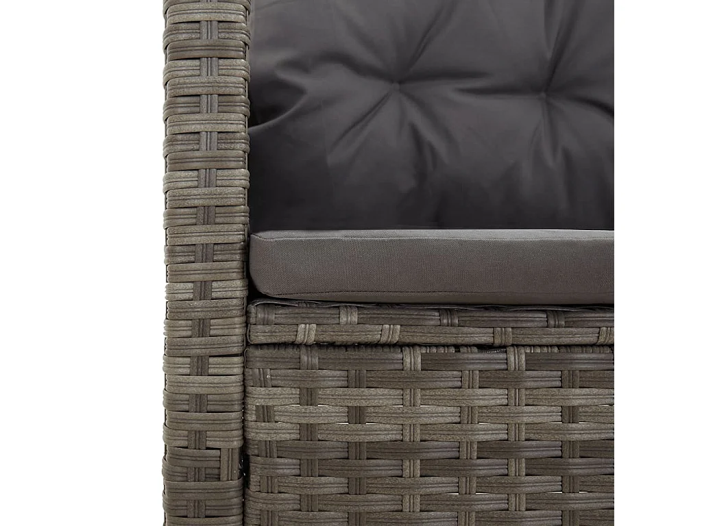 Ecksofa mit Liegefunktion und Kissen Grau Poly Rattan