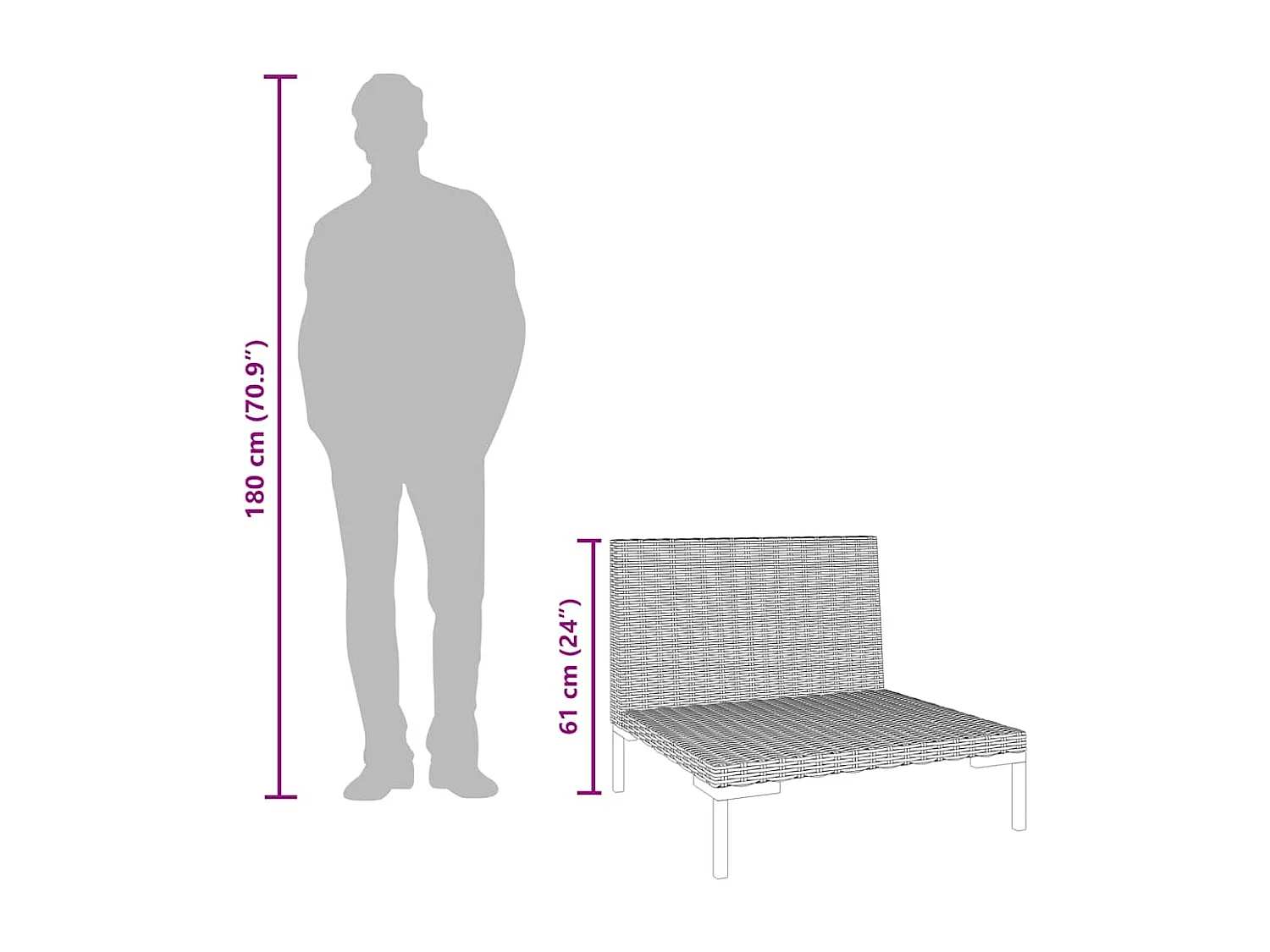 Gartensofas 2 Stk. mit Kissen Halbrundes Poly Rattan