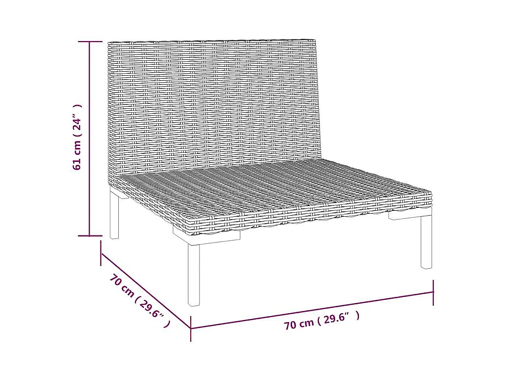 Gartensofas 2 Stk. mit Kissen Halbrundes Poly Rattan