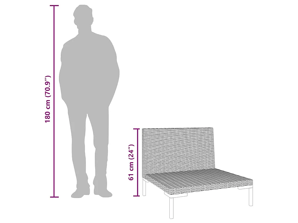 Gartensofas 2 Stk. mit Kissen Halbrundes Poly Rattan