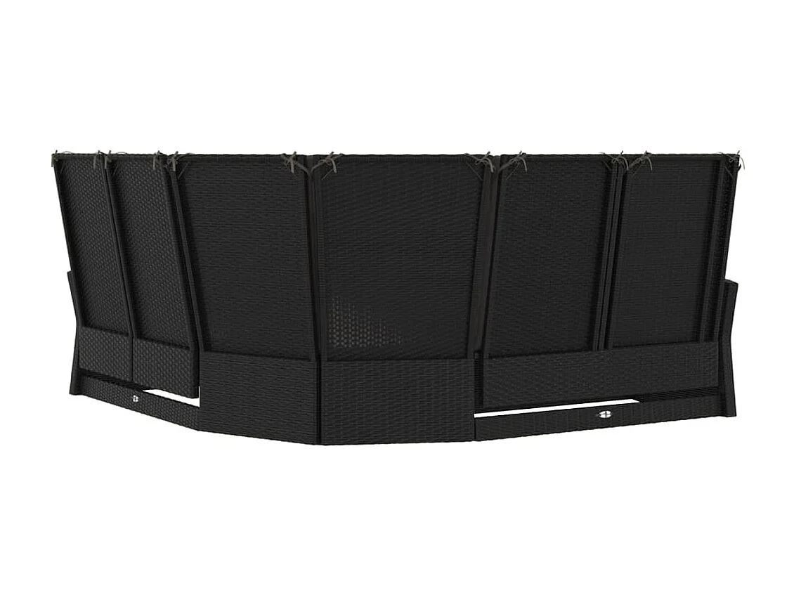 Ecksofa mit Liegefunktion und Kissen Schwarz Poly Rattan