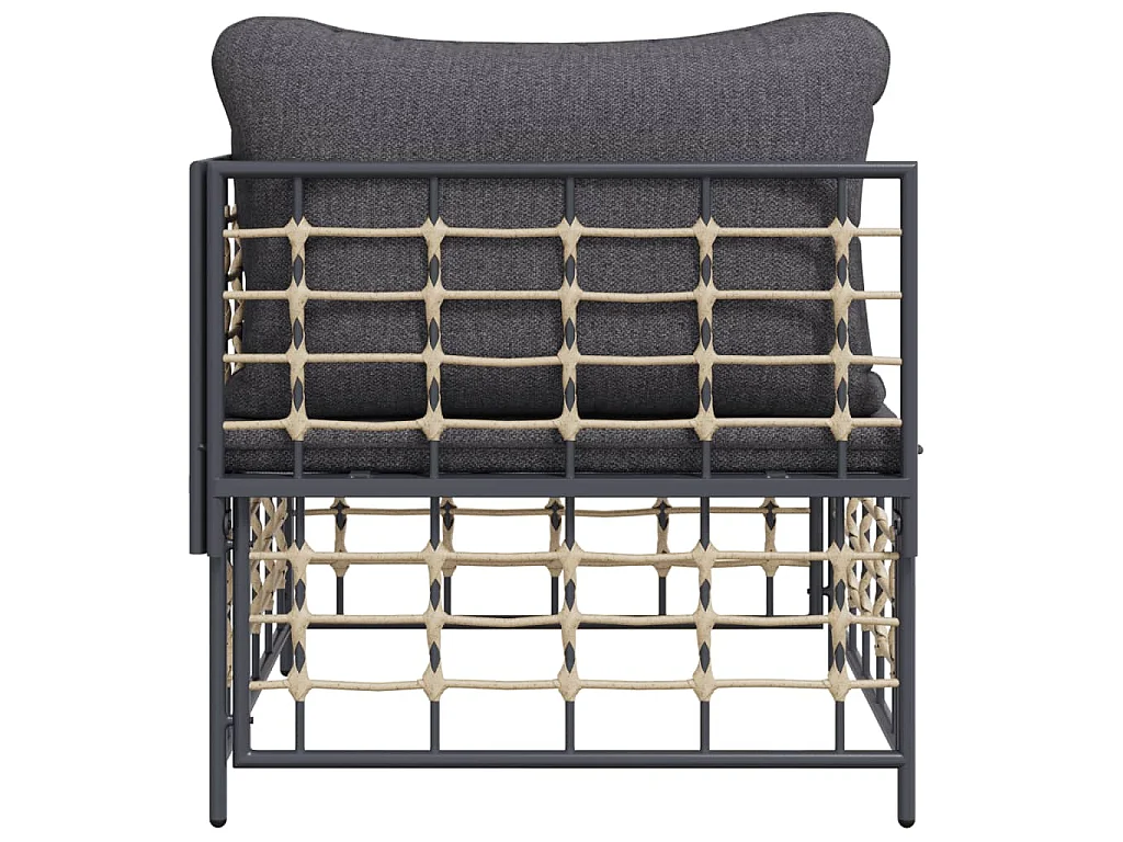 Divano Angolare da Giardino con Cuscini Polyrattan Grigio Scuro