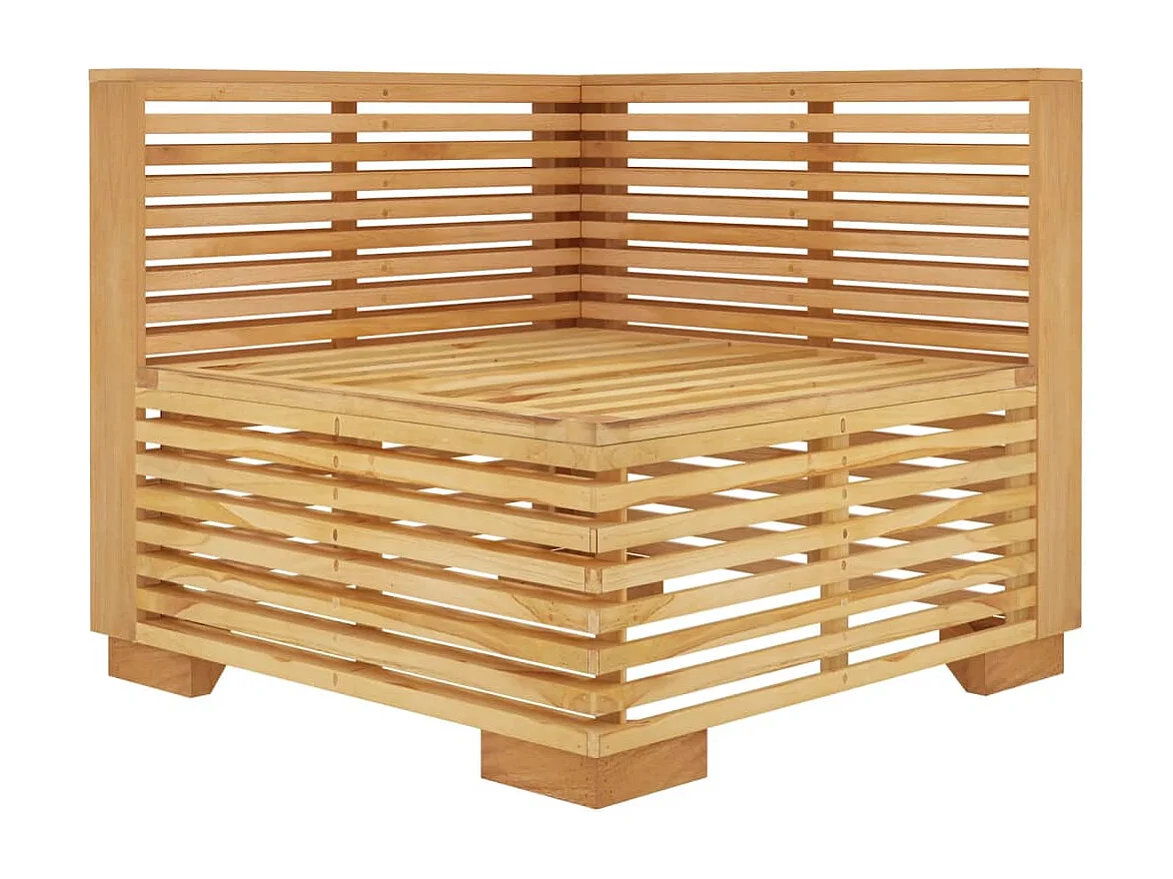 Canapé d'angle de jardin et coussins crème Bois de teck massif