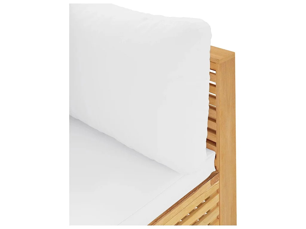 Garten-Ecksofa mit Creme Kissen Massivholz Teak
