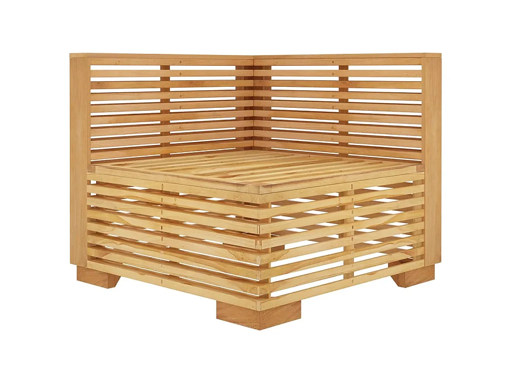 Garten-Ecksofa mit Creme Kissen Massivholz Teak