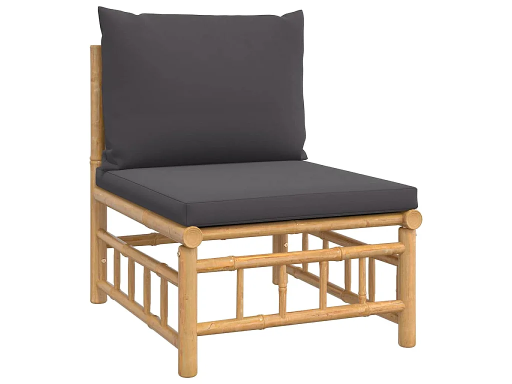 Garten-Mittelsofa mit Dunkelgrauen Kissen Bambus