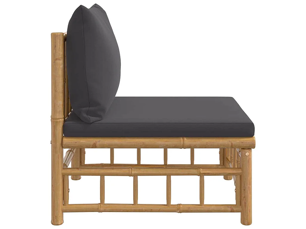 Garten-Mittelsofa mit Dunkelgrauen Kissen Bambus