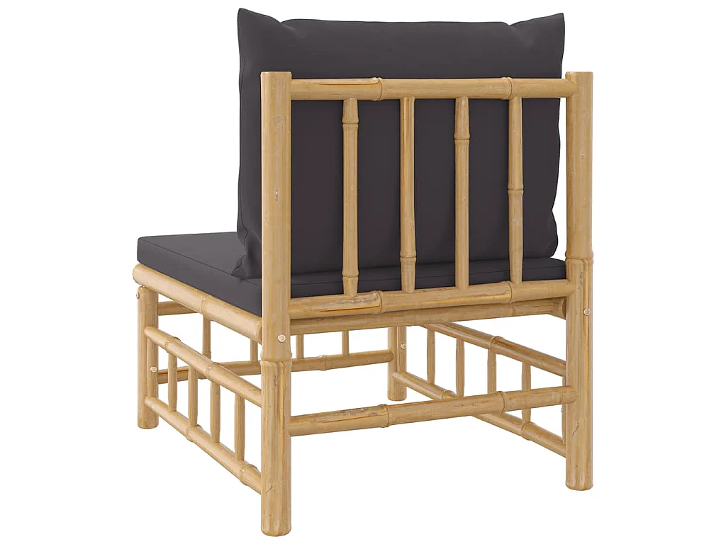 Garten-Mittelsofa mit Dunkelgrauen Kissen Bambus