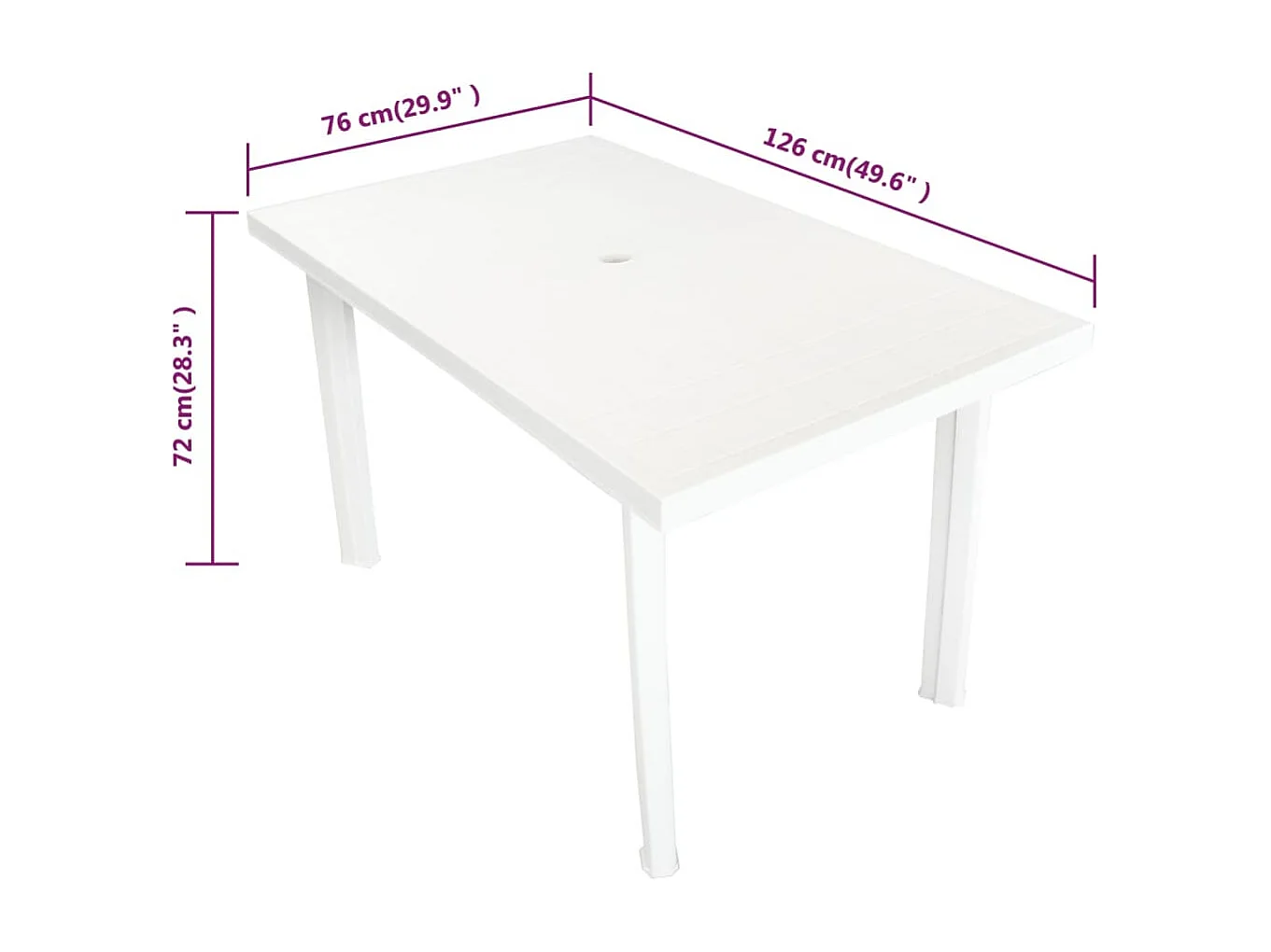 Table de jardin Blanc 126 x 76 x 72 cm Plastique