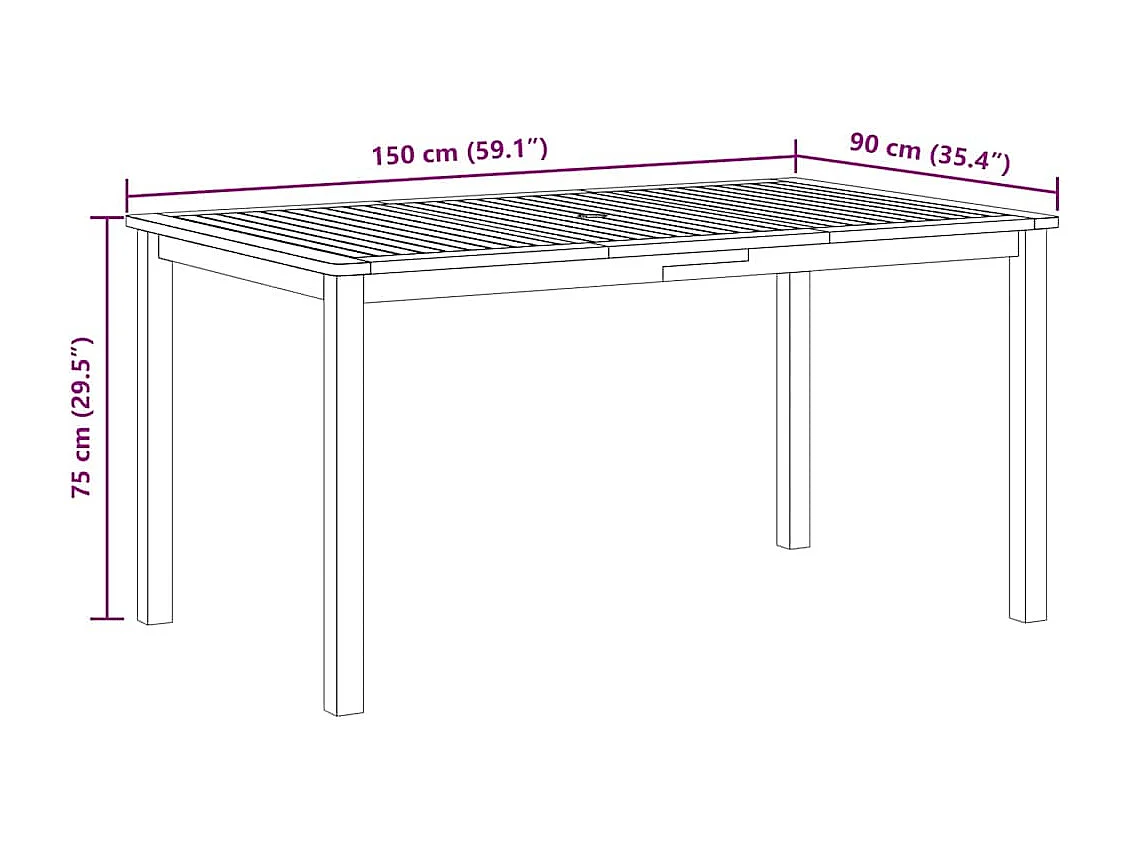 Gartentisch 150x90x74 cm Massivholz Akazie