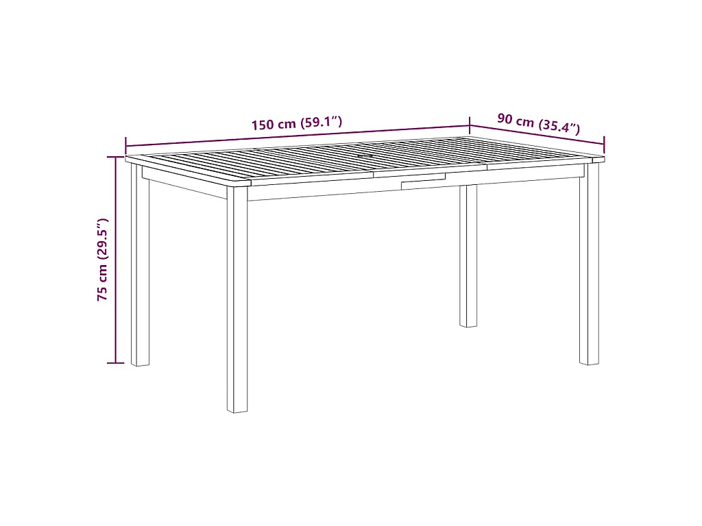 Tuintafel 150x90x74 cm massief acaciahout