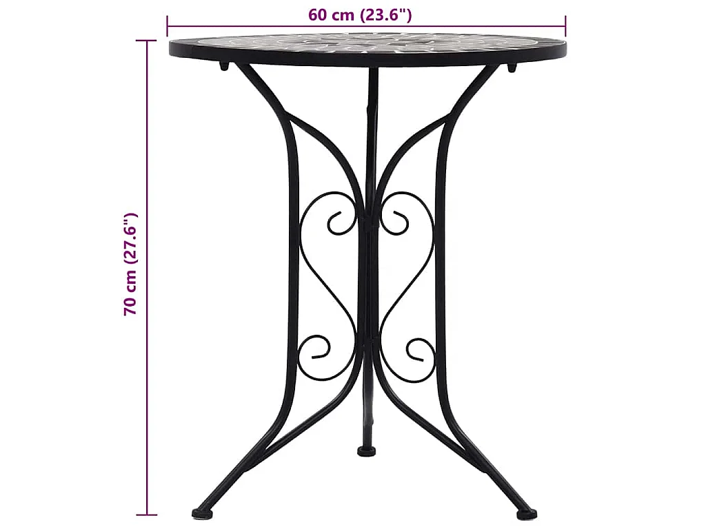 Mosaik-Bistrotisch Grau 60 cm Keramik