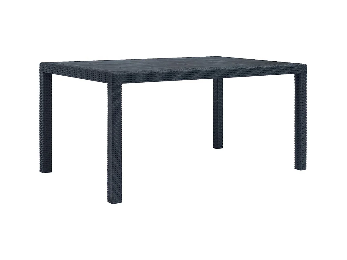 Table de jardin Anthracite 150x90x72 cm Plastique Aspect rotin