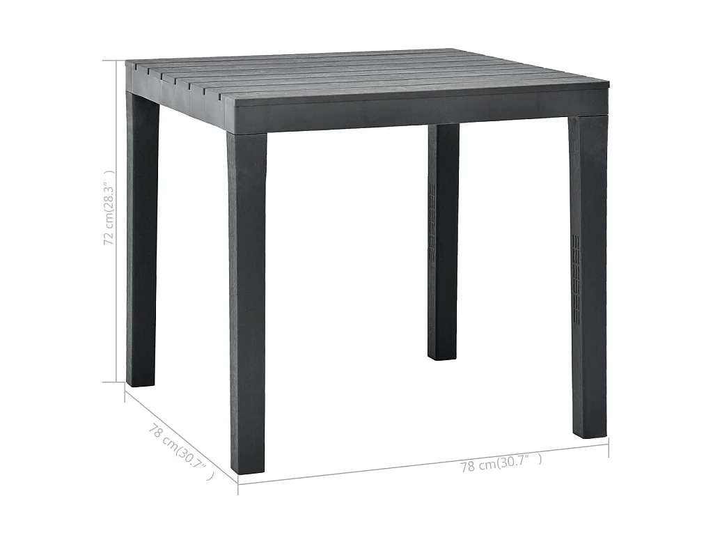 Tavolo da Giardino Antracite 78x78x72 cm in Plastica