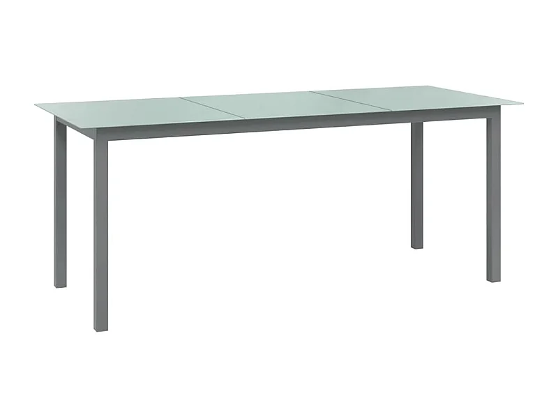 Mesa de jardim em alumínio e vidro 190x90x74 cm cinzento-claro