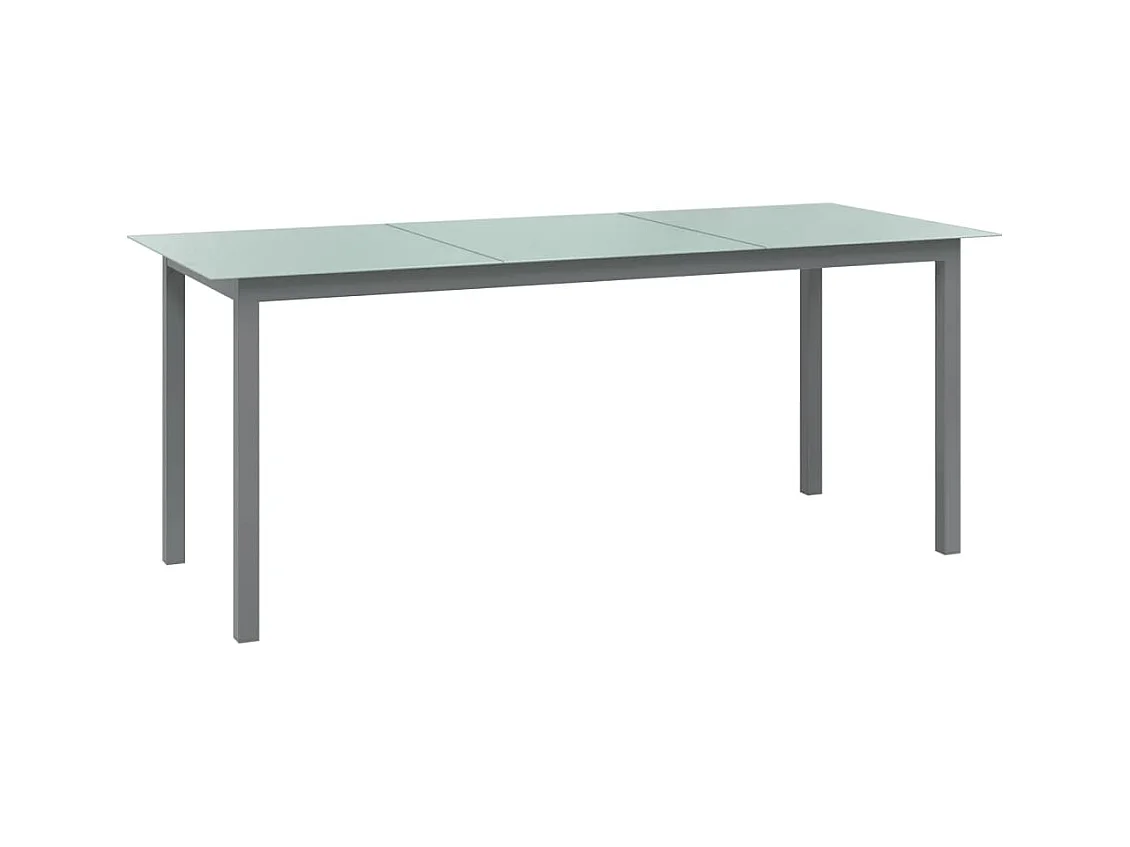 Gartentisch Hellgrau 190x90x74 cm Aluminium und Glas