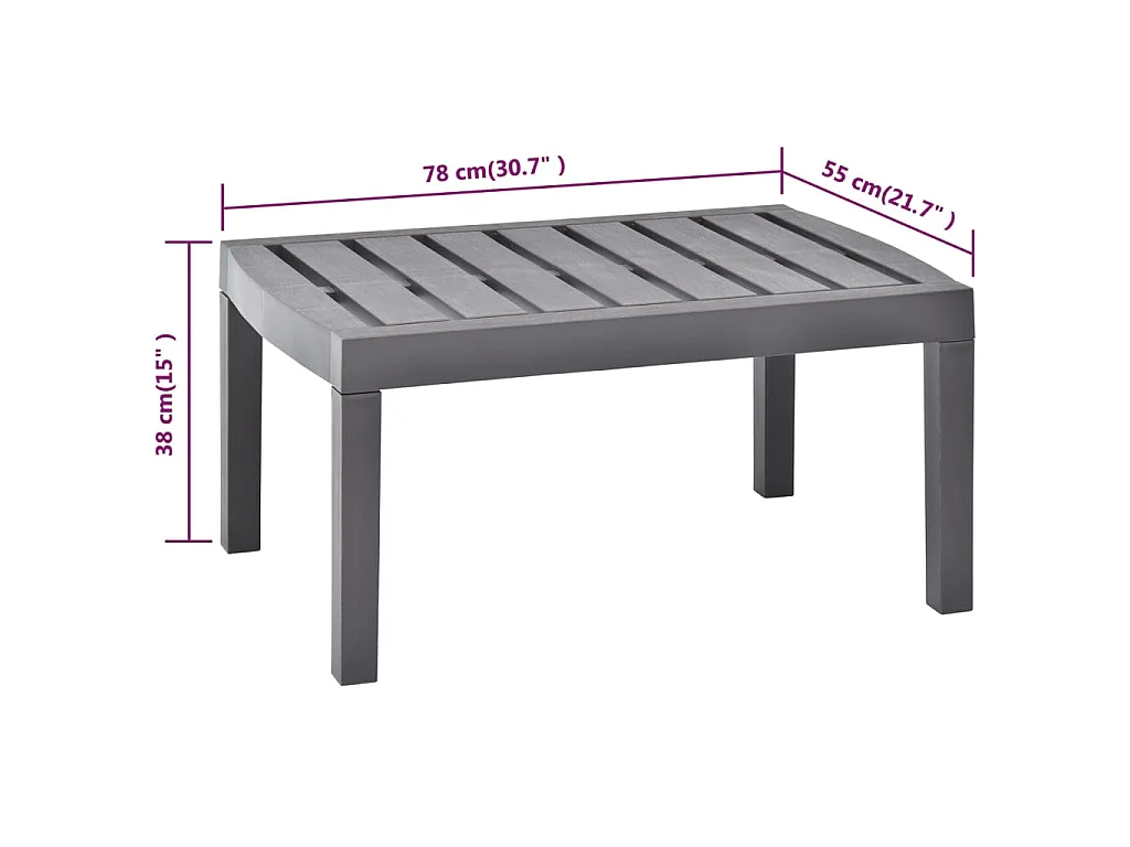 Mesa de jardim 78x55x38 cm plástico moca
