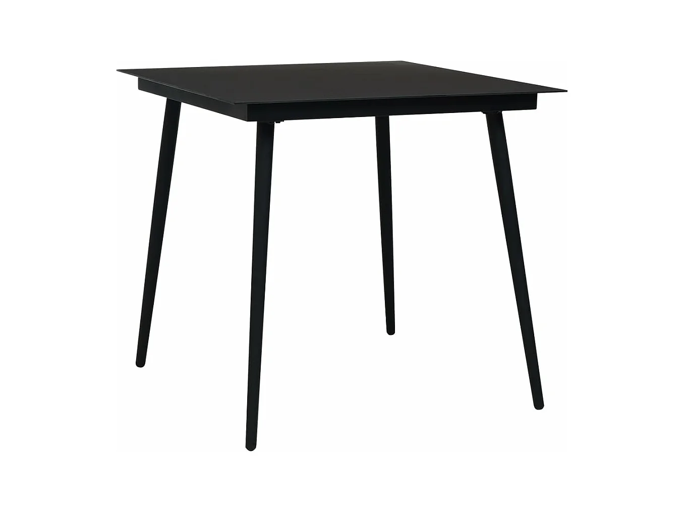 Table à dîner de jardin Noir 80x80x74 cm Acier et verre
