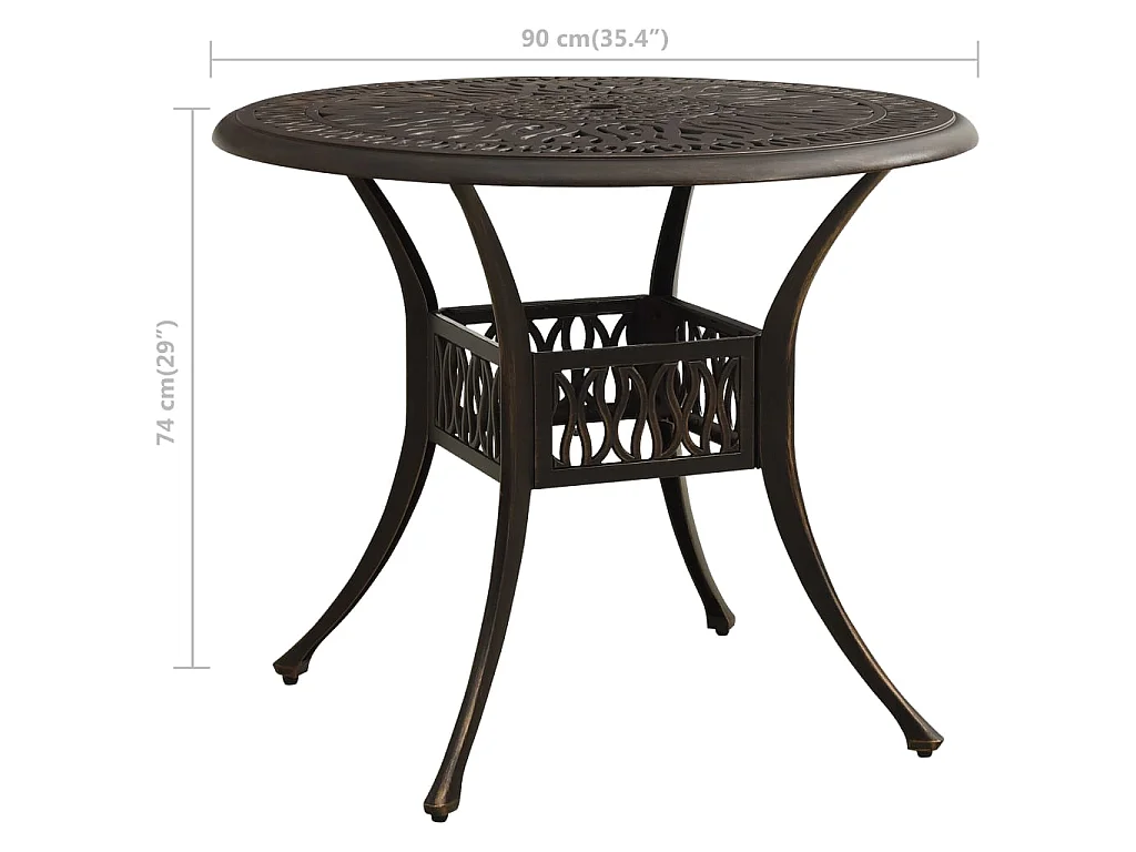 Table de jardin Bronze 90x90x74 cm Aluminium coulé