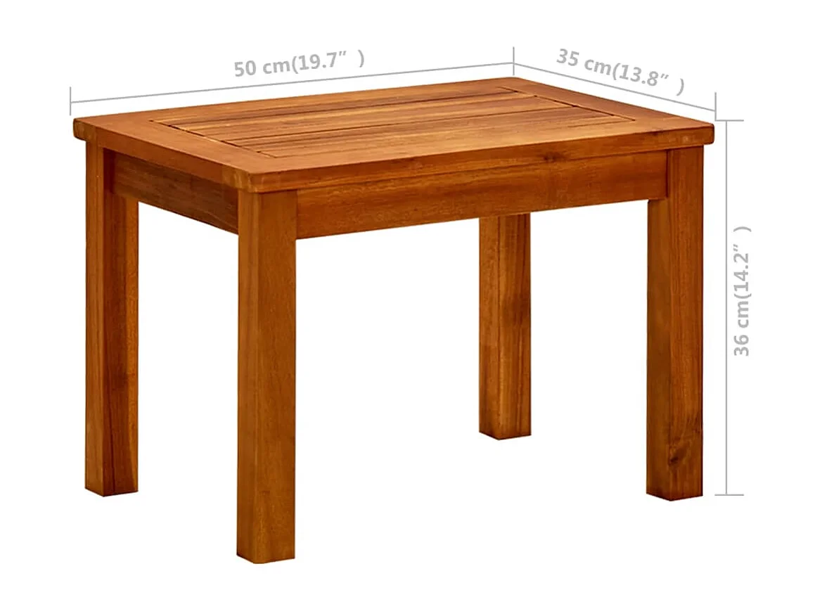 Table basse de jardin 50x35x36 cm Bois solide d'acacia