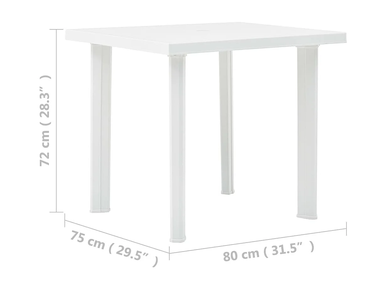 Gartentisch Weiß 80x75x72 cm Kunststoff