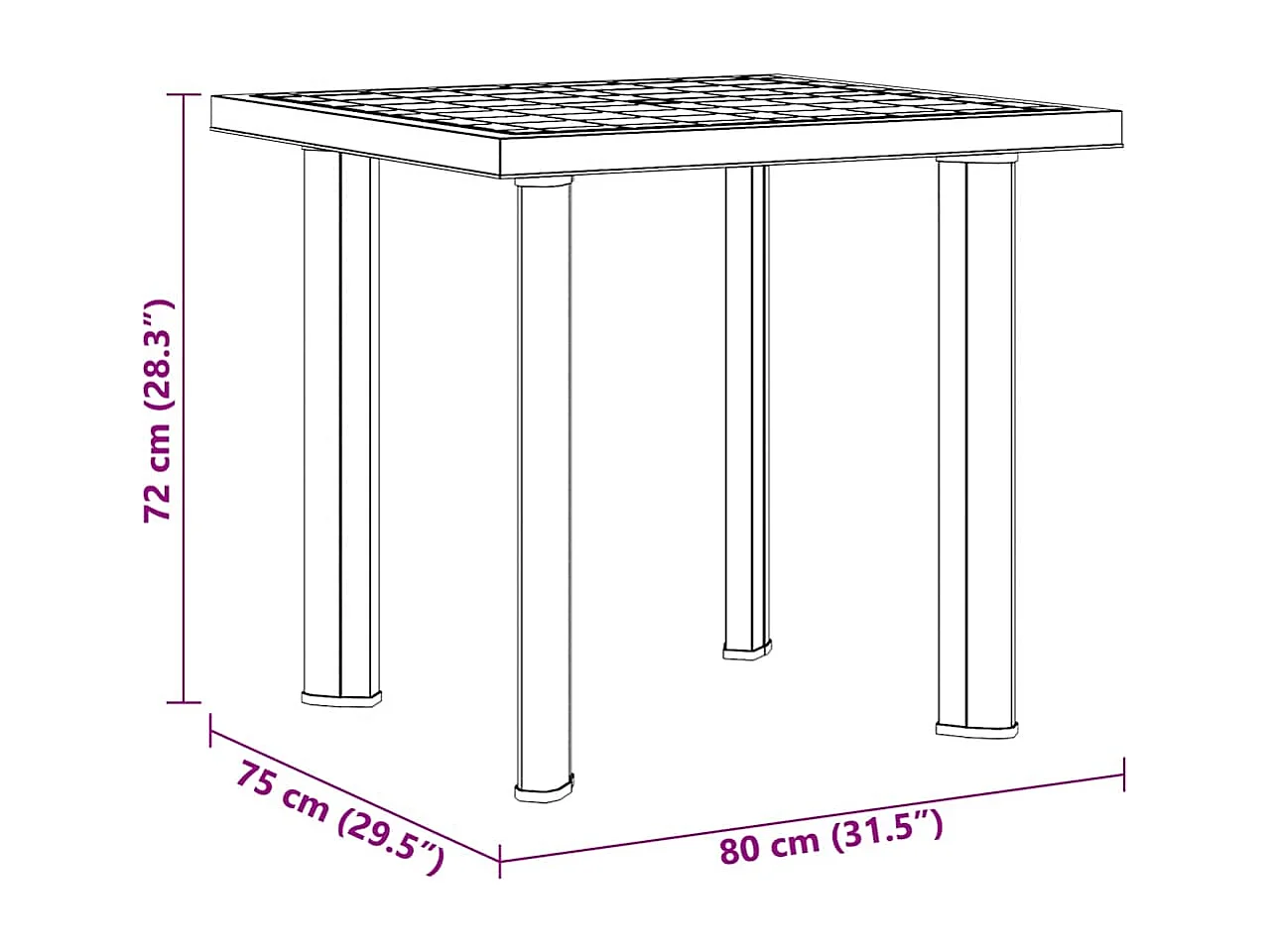 Table de jardin Blanc 80x75x72 cm Plastique