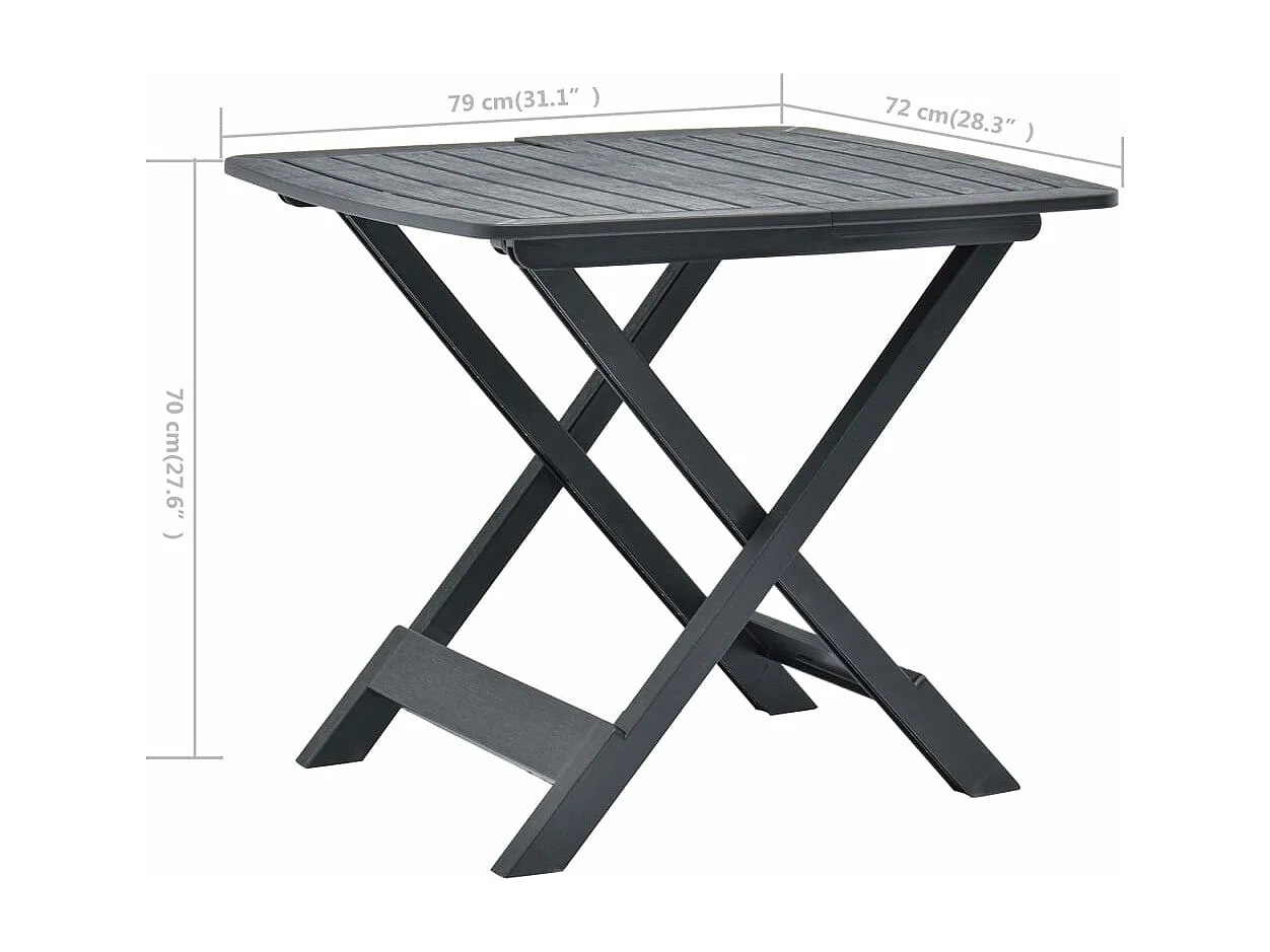 Table pliable de jardin Anthracite 79x72x70 cm Plastique