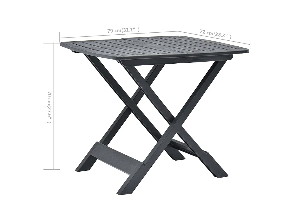 Gartentisch Klappbar Anthrazit 79x72x70 cm Kunststoff