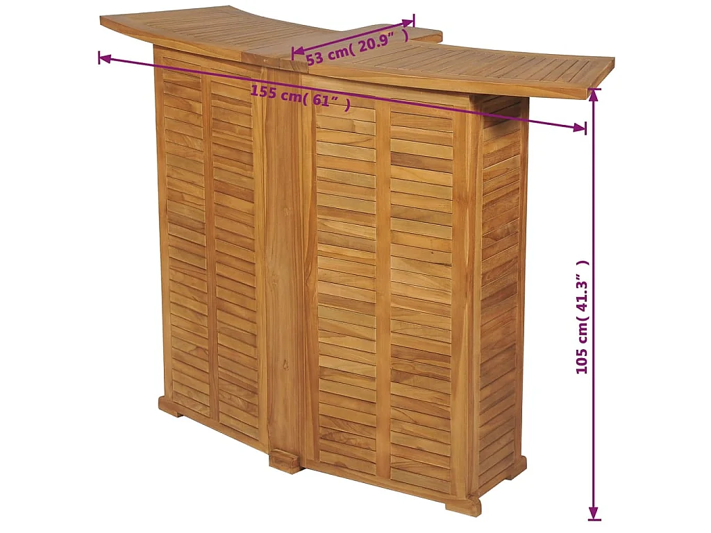 Klappbarer Bartisch 155x53x105 cm Teak Massiv