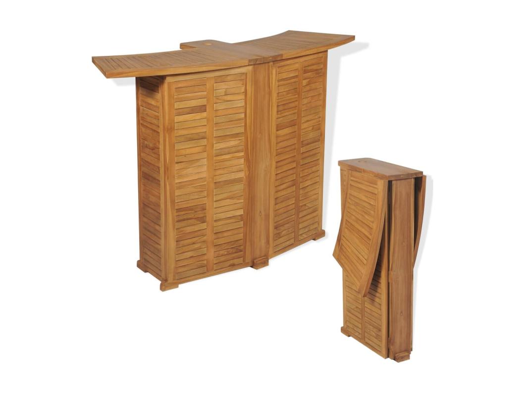 Mesa de bar plegable de madera teca maciza 155x53x105 cm