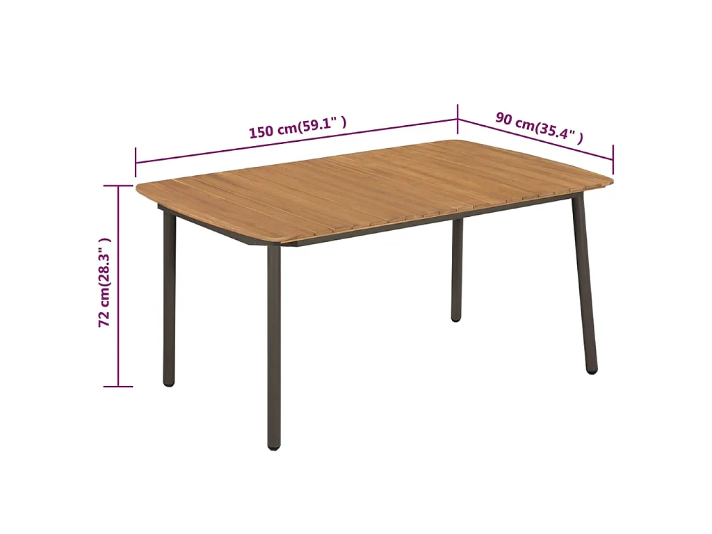 Couchtisch 150x90x72 cm Massivholz Akazie und Stahl