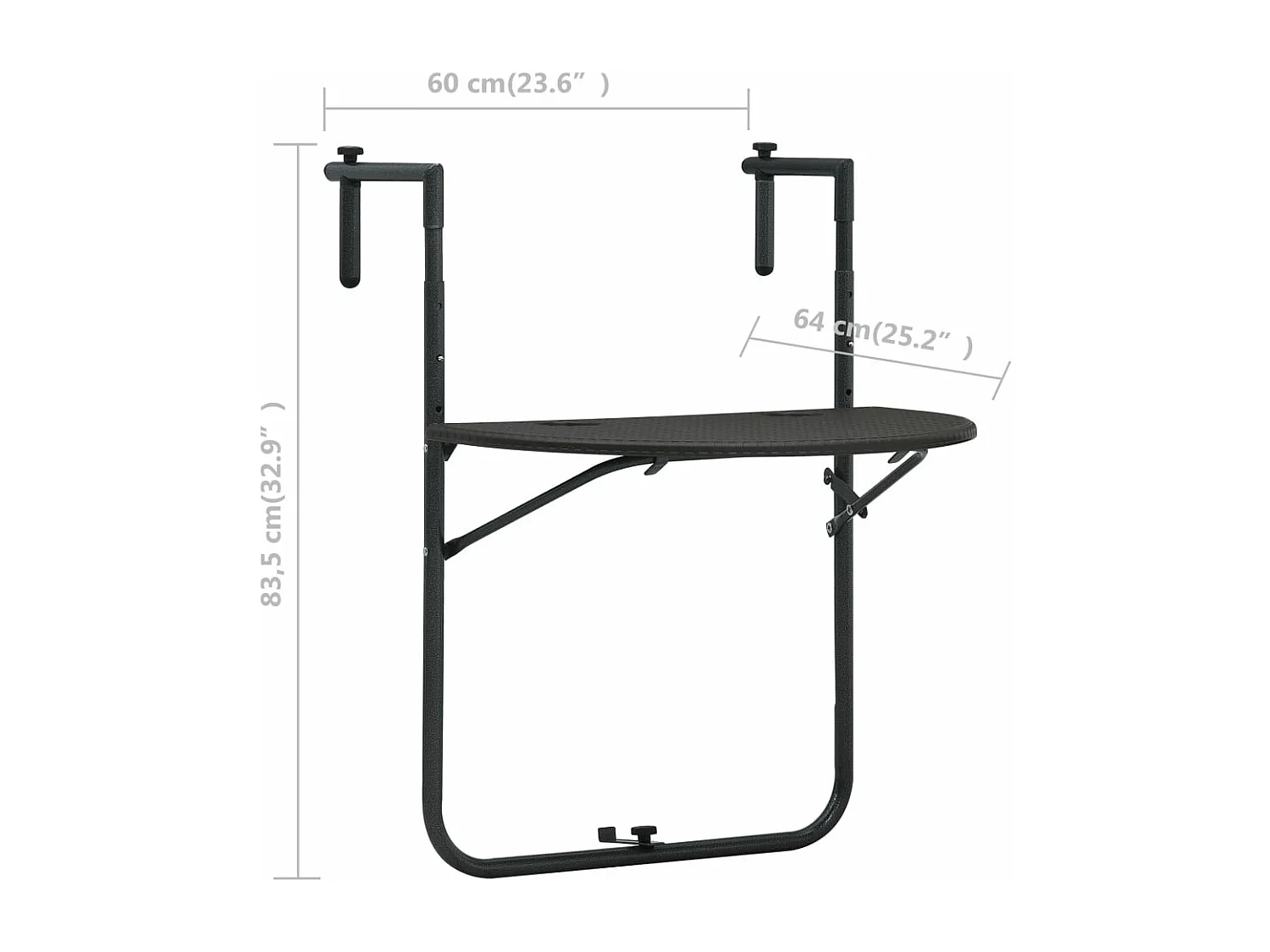 Balkon-Hängetisch Braun 60x64x83,5 cm Kunststoff Rattan-Optik