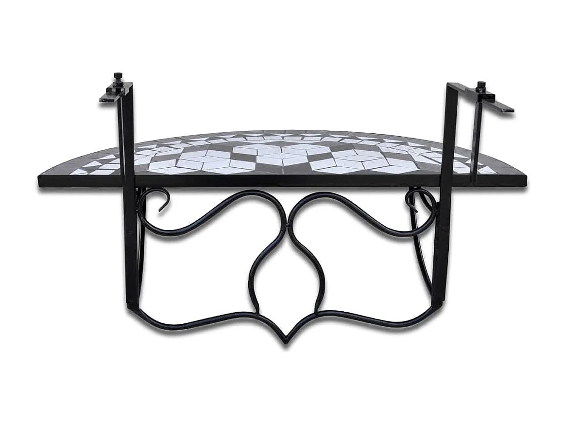 Balkonhängetisch Mosaik Schwarz und Weiß