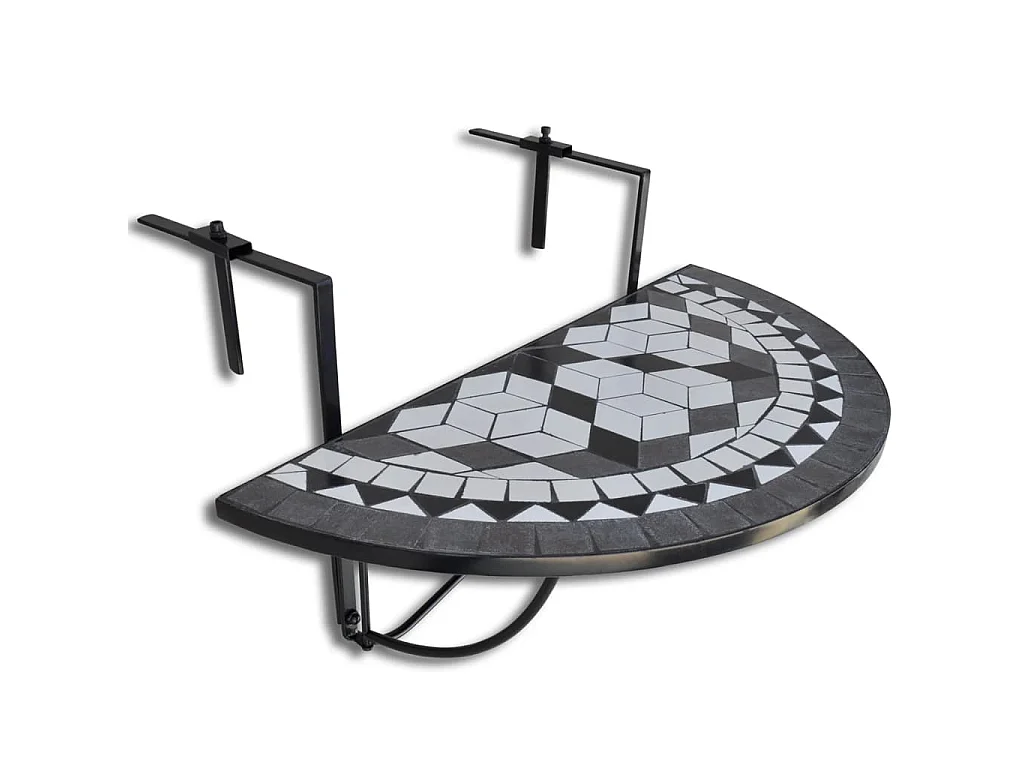 Table suspendue de balcon Noir et blanc Mosaïque