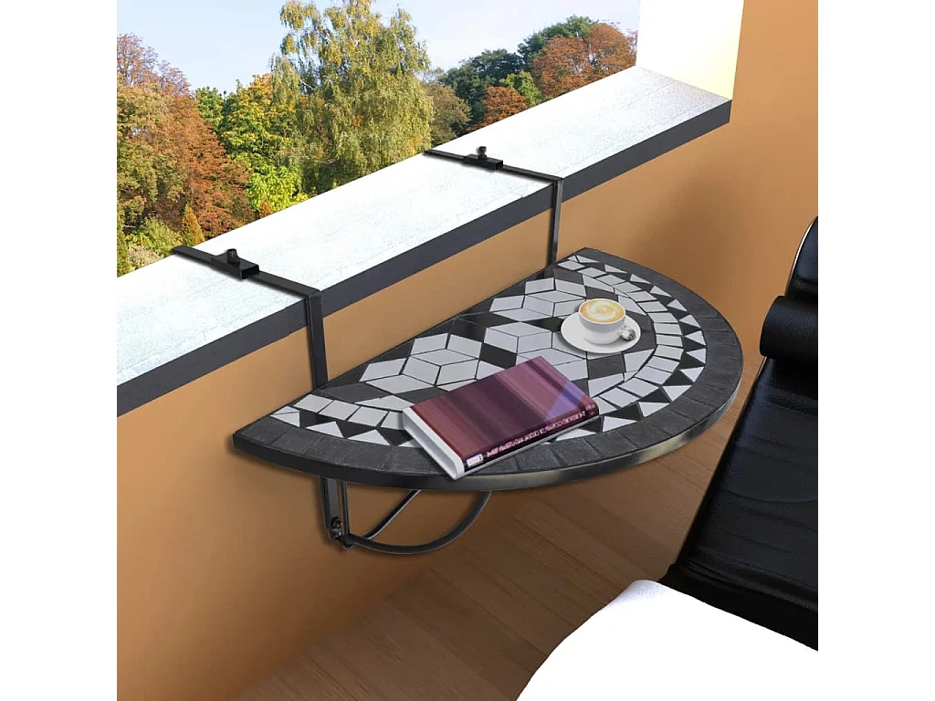 Table suspendue de balcon Noir et blanc Mosaïque