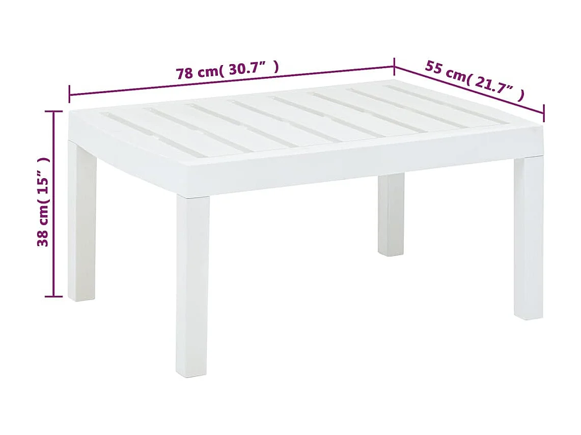 Tuintafel 78x55x38 cm kunststof wit