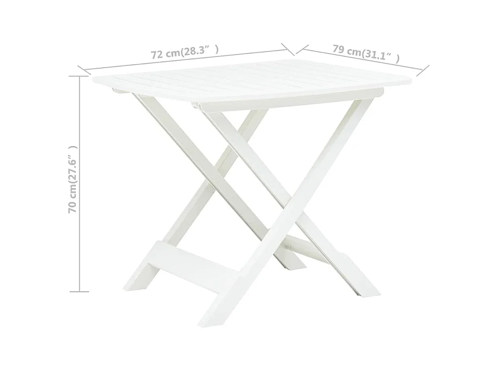 Tuintafel inklapbaar 79x72x70 cm kunststof wit