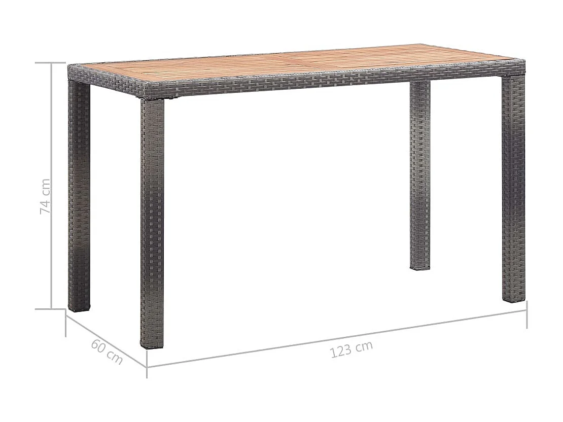 Table de jardin Anthracite et marron 123x60x74 cm Bois d'acacia