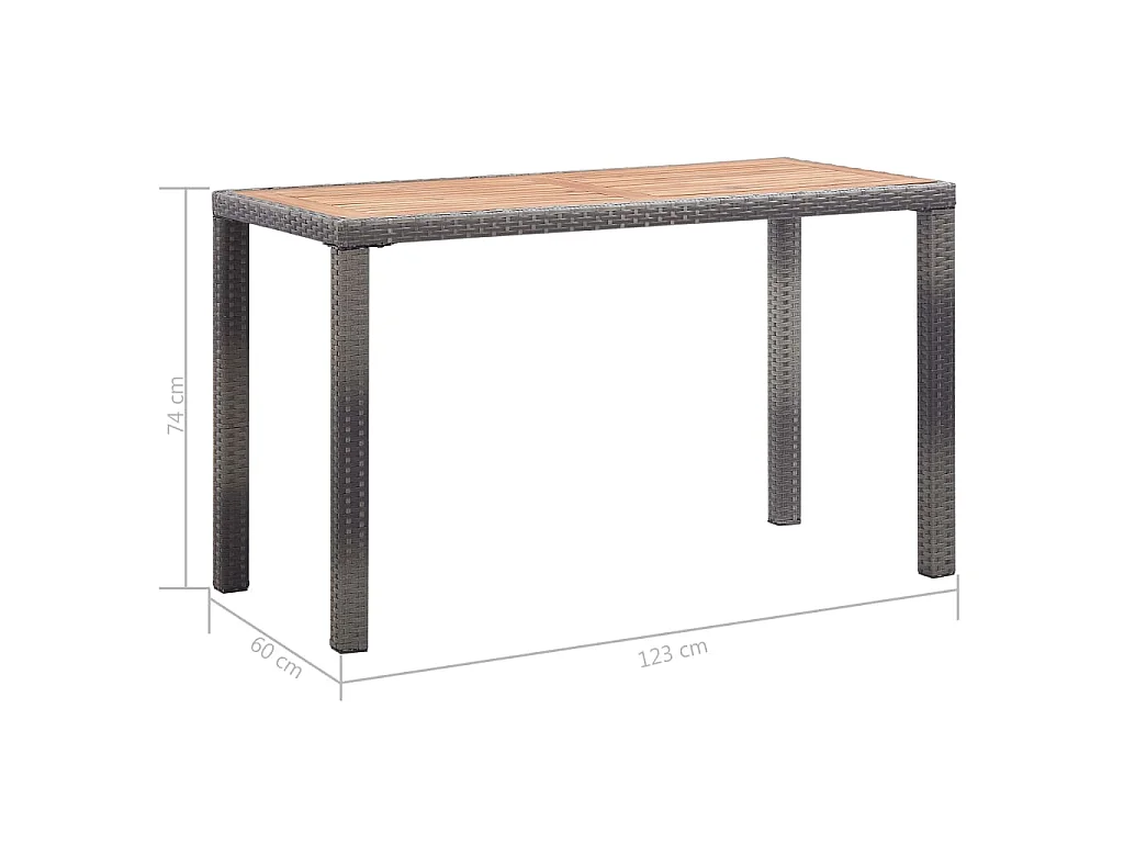 Table de jardin Anthracite et marron 123x60x74 cm Bois d'acacia