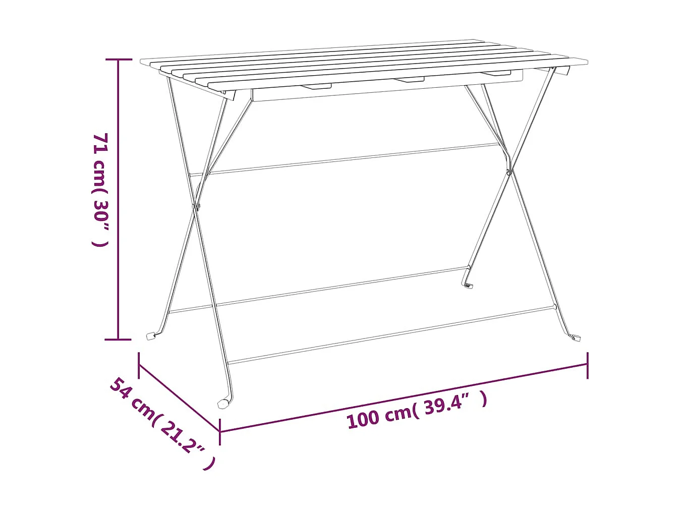 Bistrotafel inklapbaar 100x54x71 cm massief acaciahout en staal