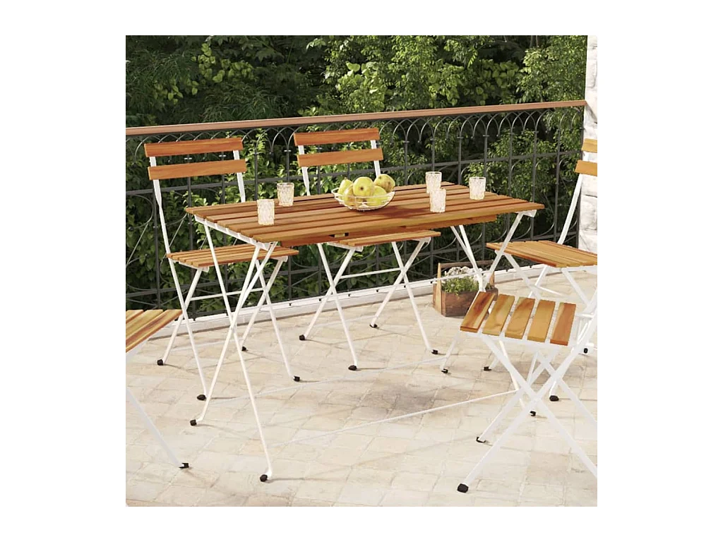 Table de bistro pliante 100x54x71cm Bois acacia solide et acier
