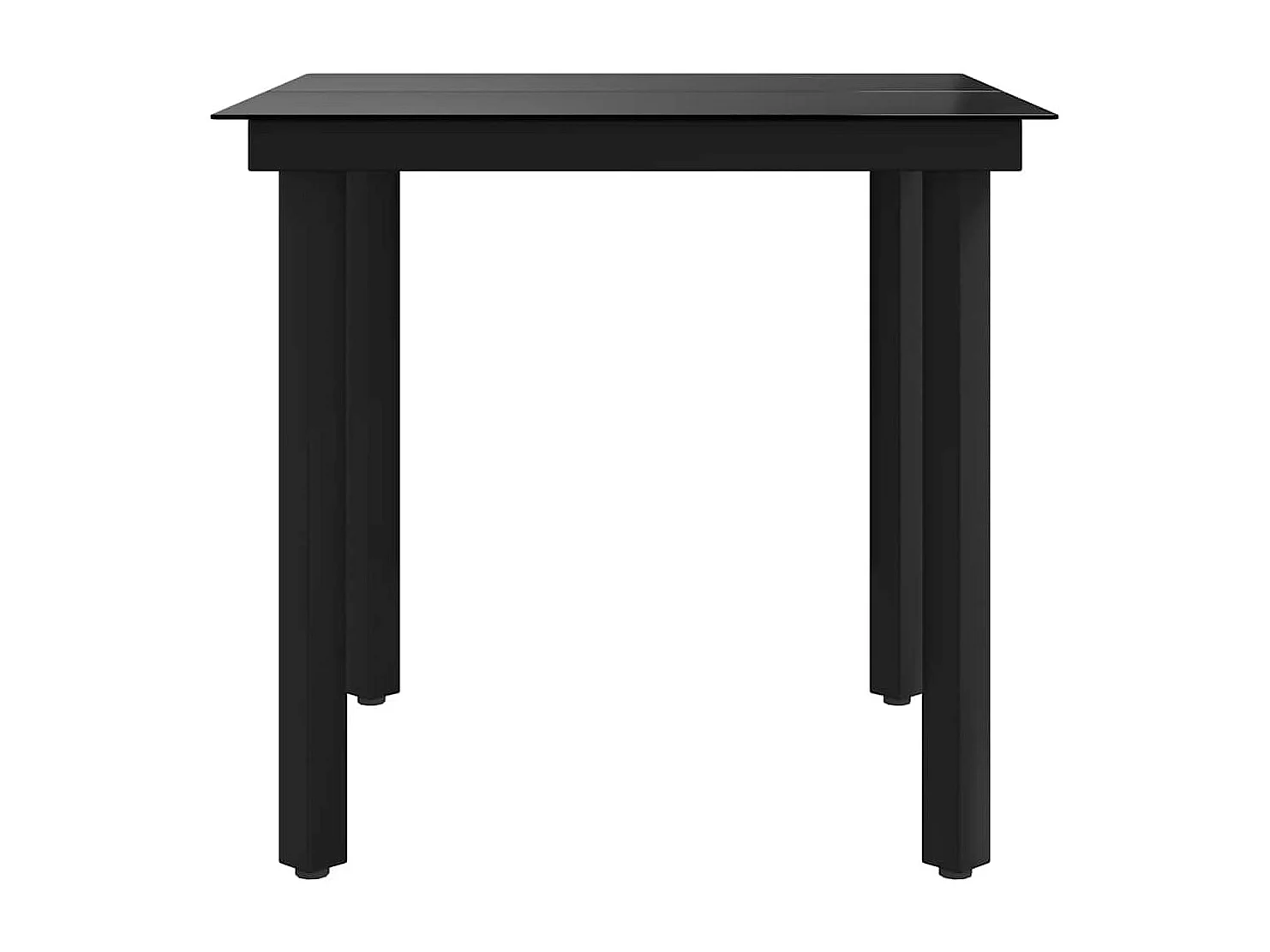 Table à dîner de jardin Noir 80x80x74 cm Acier et verre